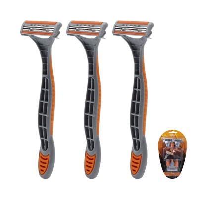 Titanium coated rubber handle Orange pivoting head Best disposable razor